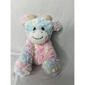 Hopearl Plush Soft Plush Pastel Colorful Cow Stuffed Animal 8” Cotton Candy
